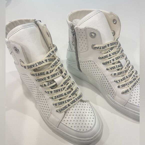 $398 Zadig & Voltaire ZV1747 High Flash Smooth Sneakers New - Picture 12 of 14